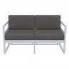 Compamia Mykonos Patio Loveseat Silver with Sunbrella Charcoal Cushion - Front