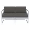 Compamia Mykonos Patio Loveseat Silver with Sunbrella Charcoal Cushion - Front - Compamia Mykonos Patio Loveseat Silver with Sunbrella Charcoal Cushion - Front