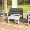 Compamia Mykonos Patio Loveseat Silver with Sunbrella Charcoal Cushion - Lifestyle - Compamia Mykonos Patio Loveseat Silver with Sunbrella Charcoal Cushion - Lifestyle