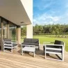 Compamia Mykonos Patio Loveseat Silver with Sunbrella Charcoal Cushion - Lifestyle 2 - Compamia Mykonos Patio Loveseat Silver with Sunbrella Charcoal Cushion - Lifestyle 2