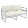 Compamia Mykonos Patio Loveseat Silver with Sunbrella Natural Cushion - Angled - Compamia Mykonos Patio Loveseat Silver with Sunbrella Natural Cushion - Angled