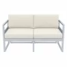 Compamia Mykonos Patio Loveseat Silver with Sunbrella Natural Cushion - Front - Compamia Mykonos Patio Loveseat Silver with Sunbrella Natural Cushion - Front
