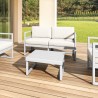 Compamia Mykonos Patio Loveseat Silver with Sunbrella Natural Cushion - Lifestyle