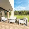 Compamia Mykonos Patio Loveseat Silver with Sunbrella Natural Cushion - Lifestyle 2 - Compamia Mykonos Patio Loveseat Silver with Sunbrella Natural Cushion - Lifestyle 2