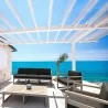 Mykonos Patio Sofa Taupe with Sunbrella Canvas Charcoal Cushion - Lifestyle 2 - Mykonos Patio Sofa Taupe with Sunbrella Canvas Charcoal Cushion - Lifestyle 2