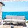 Mykonos Patio Sofa Taupe with Sunbrella Canvas Natural Cushion - Lifestyle 1