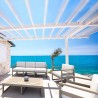 Mykonos Patio Sofa Taupe with Sunbrella Canvas Natural Cushion - Lifestyle 2