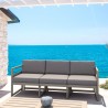 Mykonos Patio Sofa White with Sunbrella Canvas Taupe Cushion - Lifestyle 2