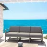 Mykonos Patio Sofa White with Sunbrella Canvas Taupe Cushion - Lifestyle 2 - Mykonos Patio Sofa White with Sunbrella Canvas Taupe Cushion - Lifestyle 2