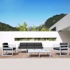  Compamia Mykonos Patio Sofa Silver with Sunbrella Charcoal Cushion - Lifestyle