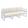  Compamia Mykonos Patio Sofa Silver with Sunbrella Natural Cushion - Angled