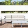  Compamia Mykonos Patio Sofa Silver with Sunbrella Natural Cushion - Lifestyle -  Compamia Mykonos Patio Sofa Silver with Sunbrella Natural Cushion - Lifestyle