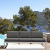 Mykonos Patio Sofa White with Sunbrella Canvas Charcoal Cushion - Lifestyle 2