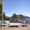 Mykonos Patio Sofa White with Sunbrella Canvas Charcoal Cushion - Lifestyle 1