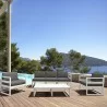 Mykonos Patio Sofa White with Sunbrella Canvas Charcoal Cushion - Lifestyle 1 - Mykonos Patio Sofa White with Sunbrella Canvas Charcoal Cushion - Lifestyle 1