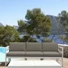 Mykonos Patio Sofa White with Sunbrella Canvas Taupe Cushion - Lifestyle 1 - Mykonos Patio Sofa White with Sunbrella Canvas Taupe Cushion - Lifestyle 1