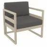 Mykonos Club Chair in Taupe with Sunbrella Charcoal Cushion - Angled - Mykonos Club Chair in Taupe with Sunbrella Charcoal Cushion - Angled