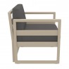 Mykonos Club Chair in Taupe with Sunbrella Charcoal Cushion - Angled