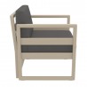 Mykonos Club Chair in Taupe with Sunbrella Charcoal Cushion - Angled