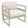 Mykonos Club Chair in Taupe with Sunbrella Natural Cushion - Angled