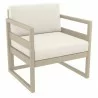 Mykonos Club Chair in Taupe with Sunbrella Natural Cushion - Angled - Mykonos Club Chair in Taupe with Sunbrella Natural Cushion - Angled