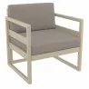 Mykonos Club Chair in Taupe with Sunbrella Charcoal Cushion - Angled - Mykonos Club Chair in Taupe with Sunbrella Charcoal Cushion - Angled