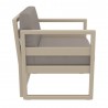 Mykonos Club Chair in Taupe with Sunbrella Charcoal Cushion - Side Angle