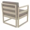 Mykonos Club Chair in Taupe with Sunbrella Charcoal Cushion - Back Angle - Mykonos Club Chair in Taupe with Sunbrella Charcoal Cushion - Back Angle