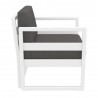 Mykonos Club Chair in White with Sunbrella Charcoal Cushion - Side Angle