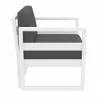 Mykonos Club Chair in White with Sunbrella Charcoal Cushion - Side Angle - Mykonos Club Chair in White with Sunbrella Charcoal Cushion - Side Angle