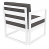 Mykonos Club Chair in White with Sunbrella Charcoal Cushion - Back Angle