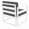 Mykonos Club Chair in White with Sunbrella Charcoal Cushion - Back Angle - Mykonos Club Chair in White with Sunbrella Charcoal Cushion - Back Angle