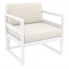 Mykonos Club Chair in White with Sunbrella White Cushion - Angled