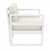 Mykonos Club Chair in White with Sunbrella White Cushion - Side Angle