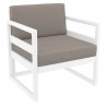 Mykonos Club Chair in White with Sunbrella Taupe Cushion - Angled