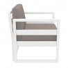 Mykonos Club Chair in White with Sunbrella Taupe Cushion - Side Angle