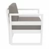 Mykonos Club Chair in White with Sunbrella Taupe Cushion - Side Angle - Mykonos Club Chair in White with Sunbrella Taupe Cushion - Side Angle