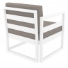 Mykonos Club Chair in White with Sunbrella Taupe Cushion - Back Angle
