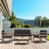 Mykonos 4 Person Lounge Set Taupe with Sunbrella Charcoal Cushion