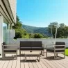 Mykonos 4 Person Lounge Set Taupe with Sunbrella Charcoal Cushion - Mykonos 4 Person Lounge Set Taupe with Sunbrella Charcoal Cushion