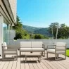 Mykonos 4 Person Lounge Set Taupe with Sunbrella Natural Cushion - Mykonos 4 Person Lounge Set Taupe with Sunbrella Natural Cushion