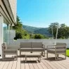 Mykonos 4 Person Lounge Set Taupe with Sunbrella Taupe Cushion - Mykonos 4 Person Lounge Set Taupe with Sunbrella Taupe Cushion