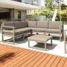 Mykonos Corner Sectional 5 Person Lounge Set White with Sunbrella Natural Cushion