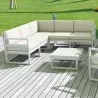 Mykonos Corner Sectional 5 Person Lounge Set White with Sunbrella Natural Cushion - Mykonos Corner Sectional 5 Person Lounge Set White with Sunbrella Natural Cushion