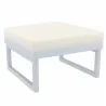 Compamia Mykonos Ottoman Silver with Sunbrella Natural Cushion - Angled View - Compamia Mykonos Ottoman Silver with Sunbrella Natural Cushion - Angled View