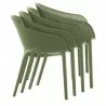 Compamia Sky Pro Stacking Dining Chair in Olive Green - Side and Stacked - Compamia Sky Pro Stacking Dining Chair in Olive Green - Side and Stacked