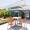 Air Mix Square Dining Set with White Table and 4 Orange Chairs