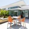 Air Mix Square Dining Set with White Table and 4 Orange Chairs - Air Mix Square Dining Set with White Table and 4 Orange Chairs