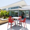Air Mix Square Dining Set with White Table and 4 Red Chairs