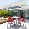 Air Mix Square Dining Set with White Table and 4 Red Chairs - Air Mix Square Dining Set with White Table and 4 Red Chairs